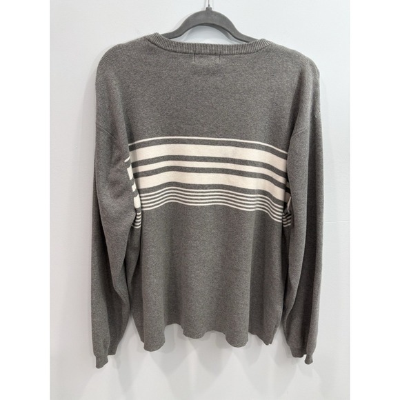 Men's Covington XL Gray Striped 100% Cotton Crewneck Sweater Long Sleeve - Picture 4 of 9